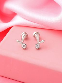 Estele - Rhodium Plated Unique Designer Stud Earrings with Crystals for Women